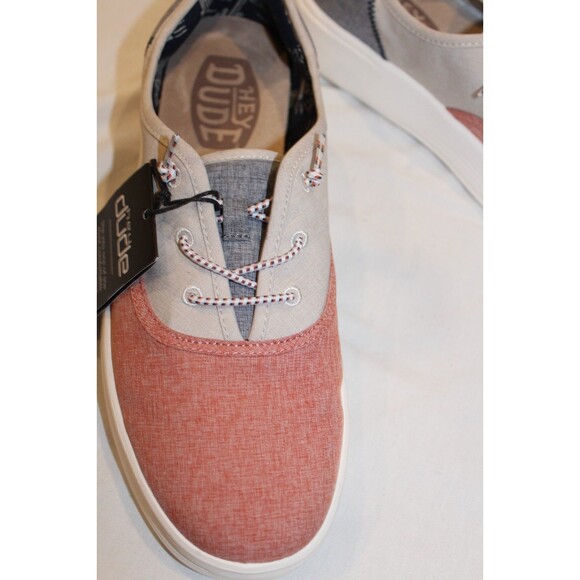 Hey Dude Men\'s Conway Craft Linen Sneakers NWOT RED WHITE BLUE SZ 9